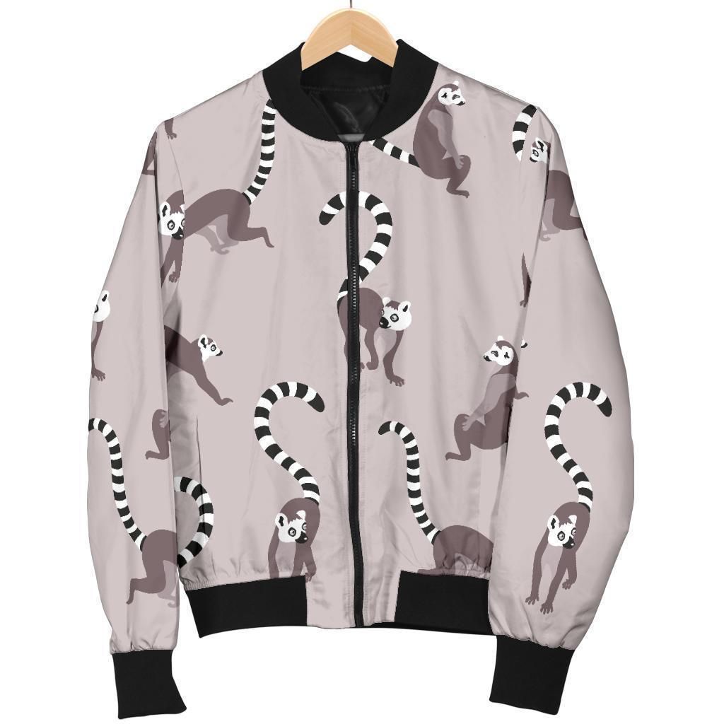 Lemur Pattern Print Women Casual Bomber Jacket Lemur Pattern Print Women Casual Bomber Jacket