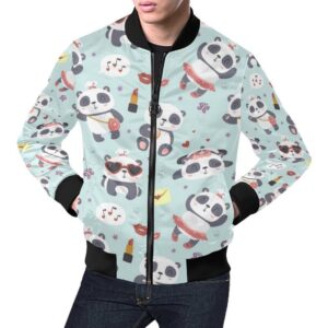 Lips Panda Pattern Print Mens Bomber Jacket
