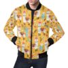 Llama Cactus Pattern Print Mens Bomber Jacket