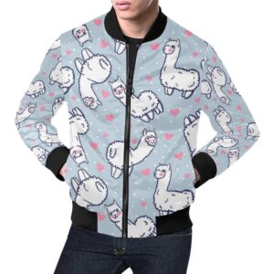 Llama Pattern Print Mens Bomber Jacket