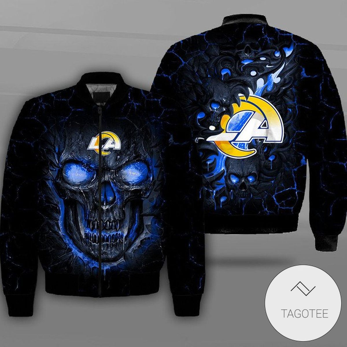 Los Angeles Rams Lava Skull Full Print Bomber Jacket Los Angeles Rams Lava Skull Full Print Bomber Jacket