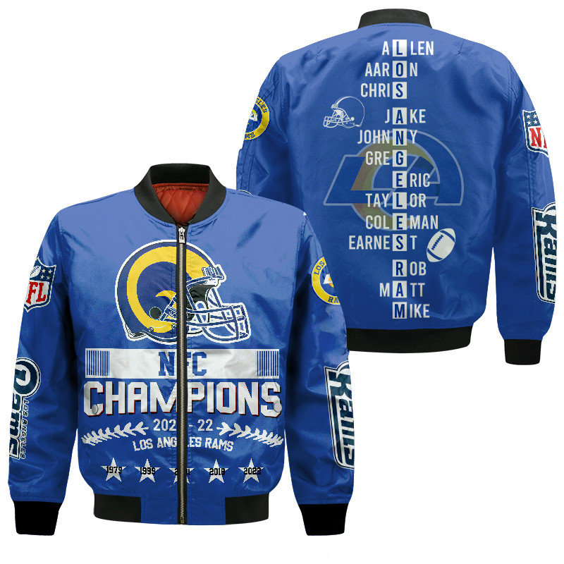 Los Angeles Rams Players Name Nfc Champions Bomber Jacket Los Angeles Rams Players Name Nfc Champions Bomber Jacket