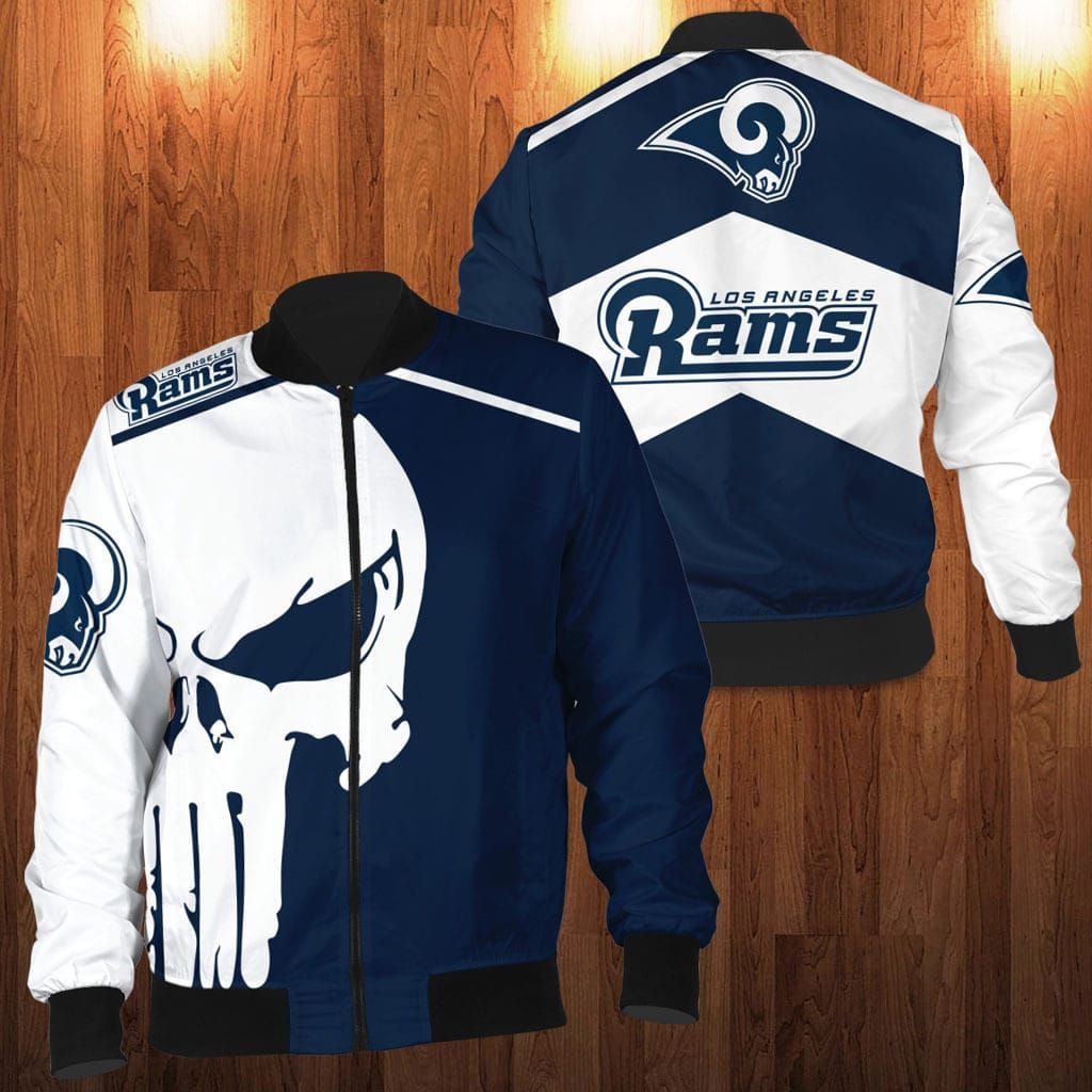 Los Angeles Rams Punisher Skull Bomber Jacket Los Angeles Rams Punisher Skull Bomber Jacket