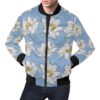 Lotus Pattern Print Mens Bomber Jacket