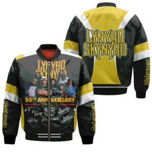 Lynyrd Skynyrd 55th Anniversary 1964 2019 Rock Band Signatures 3D Designed Allover Gift For Lynyrd Skynyrd Fans Bomber Jacket