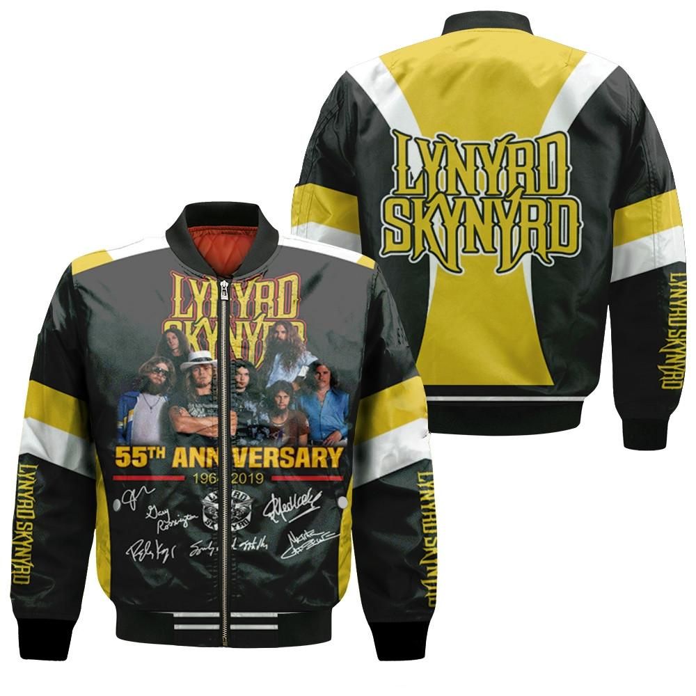 Lynyrd Skynyrd 55th Anniversary 1964 2019 Rock Band Signatures 3D Designed Allover Gift For Lynyrd Skynyrd Fans Bomber Jacket Lynyrd Skynyrd 55th Anniversary 1964 2019 Rock Band Signatures 3D Designed Allover Gift For Lynyrd Skynyrd Fans Bomber Jacket