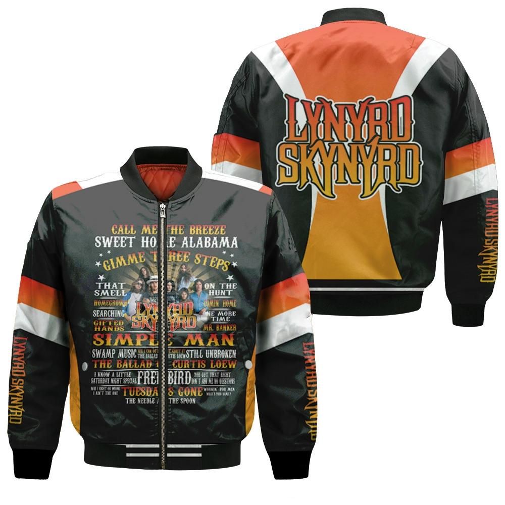 Lynyrd Skynyrd Call Me The Breeze Gimme Three Steps Famous Albums Rock Band 3D Designed Allover Gift For Lynyrd Skynyrd Fans Bomber Jacket Lynyrd Skynyrd Call Me The Breeze Gimme Three Steps Famous Albums Rock Band 3D Designed Allover Gift For Lynyrd Skynyrd Fans Bomber Jacket
