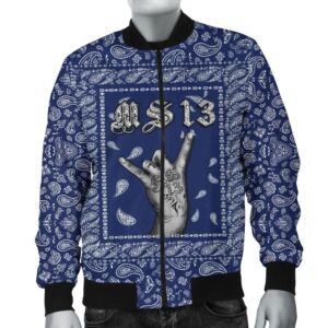 MS-13 Bomber Jacket Blue Bandana A31 Bomber Jacket