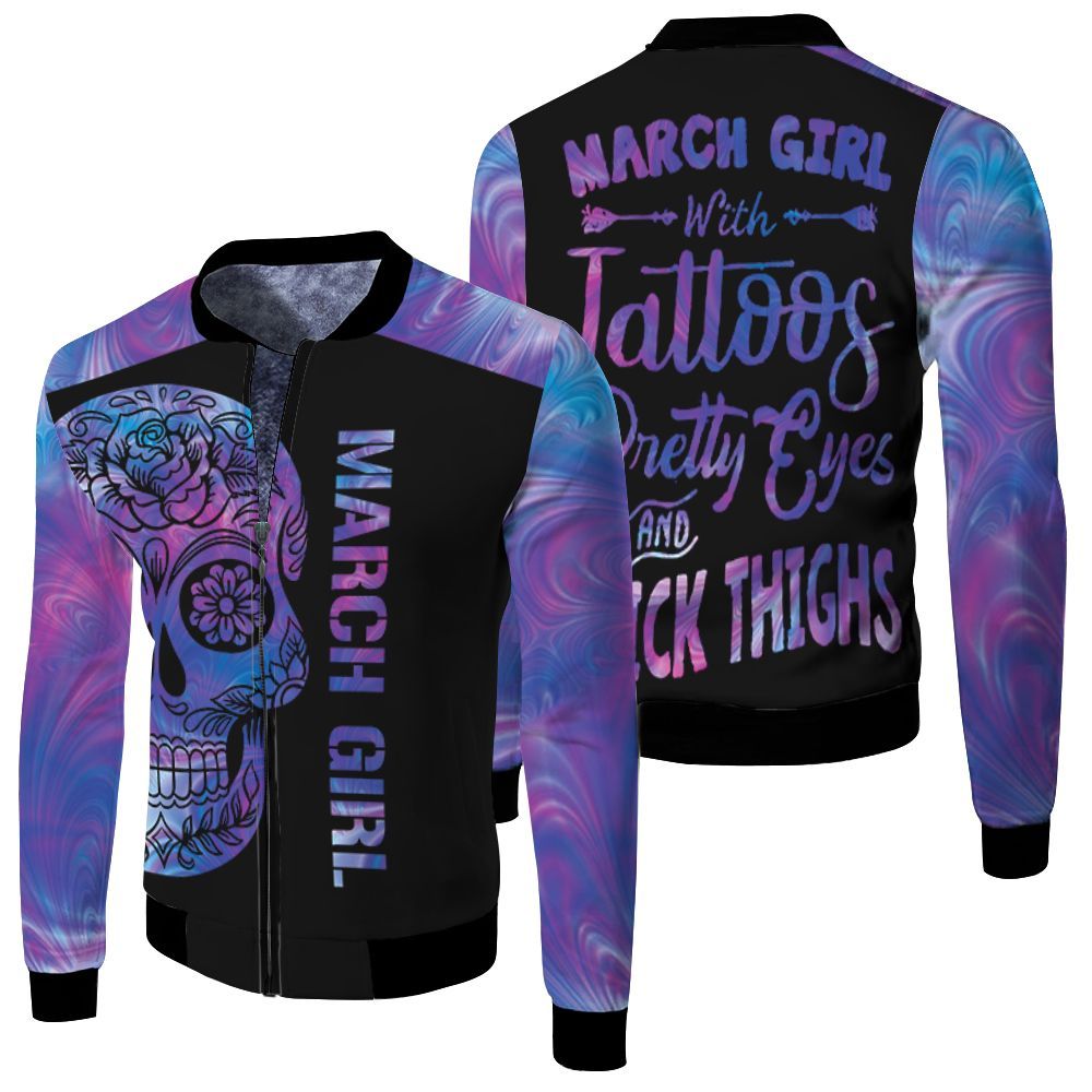 March Girl With Tattoos Pretty Eyes And Thick Things 3D Bomber Jacket March Girl With Tattoos Pretty Eyes And Thick Things 3D Bomber Jacket