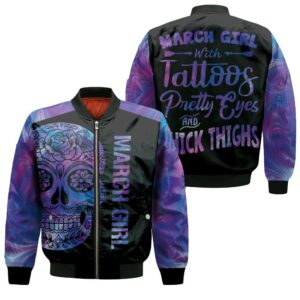 March Girl With Tattoos Pretty Eyes And Thick Things 3D Bomber Jacket