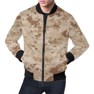 Marine Military Camouflage Camo Pattern Print Mens Bomber Jacket