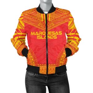 Marquesas Islands Flag Polynesian Chief Women'S Bomber Jacket - Bn10 Bomber Jacket