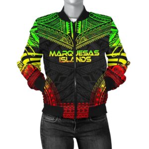 Marquesas Islands Polynesian Chief Women'S Bomber Jacket - Reggae Version - Bn10 Bomber Jacket