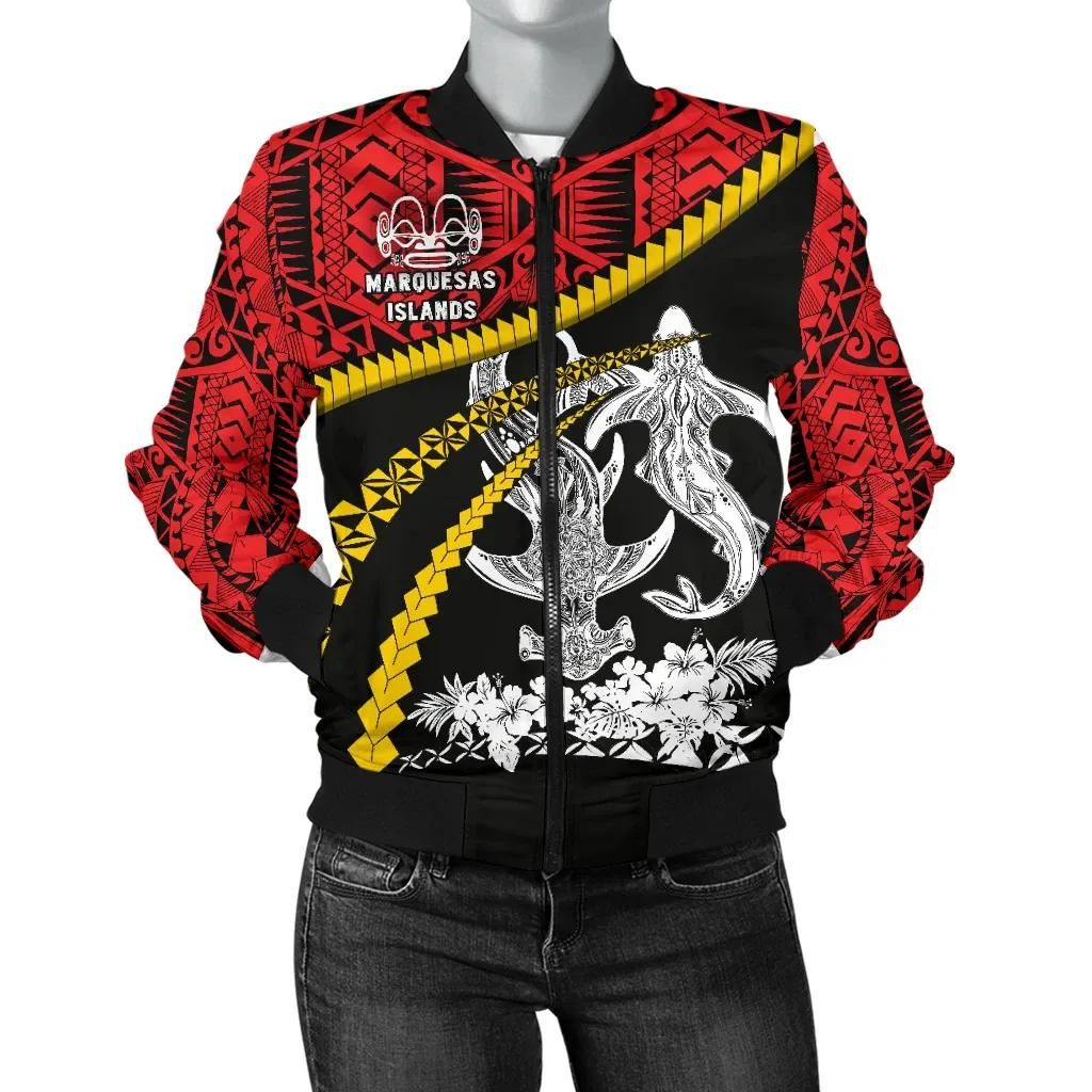 Marquesas Islands Shark Polynesian Women Bomber Jacket - Road to Hometown K4 Bomber Jacket Marquesas Islands Shark Polynesian Women Bomber Jacket - Road to Hometown K4 Bomber Jacket