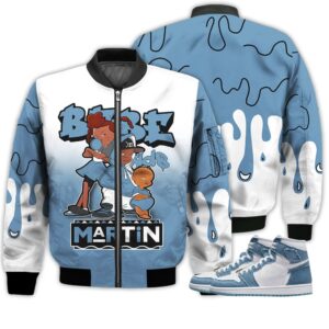 Match Kicks Tees JD 1 High OG Denim - Martin Bebe's Kids 90s Melanin - Denim 1s Gifts Unisex Matching 3D Bomber Jacket