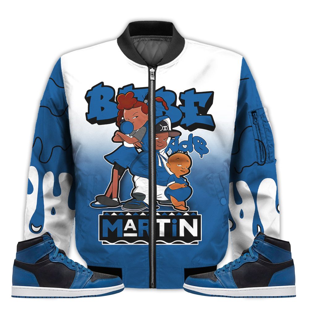 Match-Kicks-Tees-JD-1-High-OG-Marina-Blue-Martin-Bebes-Kids-90s-Melanin-OG-Marina-Blue-1s-Gifts-Unisex-Matching-3D-Bomber-Jacket-1