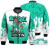 Match Kicks Tees JD 1 Low New Emerald - Martin Bebe's Kids 90s Melanin - New Emerald 1s Gifts Unisex Matching 3D Bomber Jacket