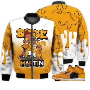 Match Kicks Tees JD 1 Mid Chutney - Martin Bebe's Kids 90s Melanin - Mid Chutney 1s Gifts Unisex Matching 3D Bomber Jacket
