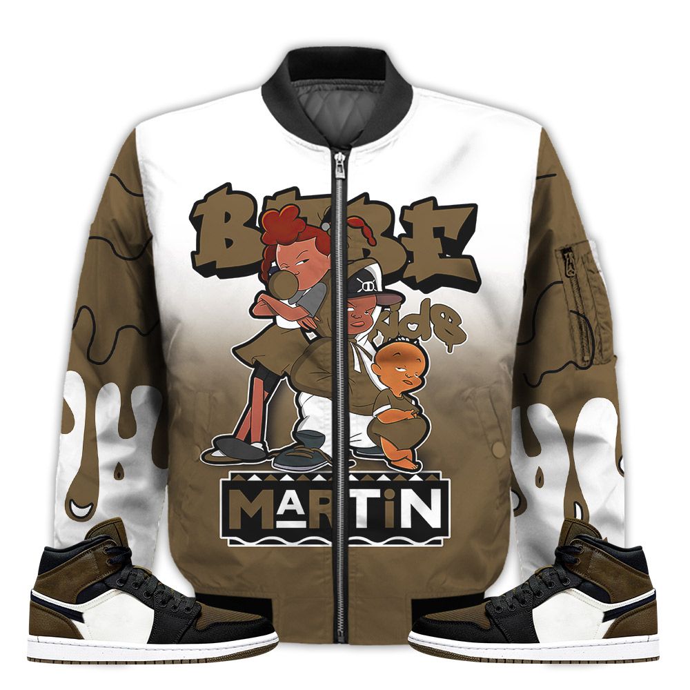Match-Kicks-Tees-JD-1-Mid-SE-Olive-Toe-Martin-Bebes-Kids-90s-Melanin-Mid-SE-Olive-Toe-1s-Gifts-Unisex-Matching-3D-Bomber-Jacket-1