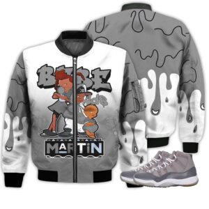 Match Kicks Tees JD 11 Cool Grey - Martin Bebe's Kids 90s Melanin - Cool Grey 11s Gifts Unisex Matching 3D Bomber Jacket