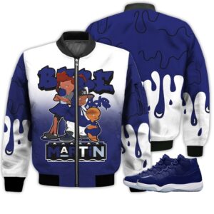 Match Kicks Tees JD 11 Retro Midnight Navy - Martin Bebe's Kids 90s Melanin - Midnight Navy 11s Gifts Unisex Matching 3D Bomber Jacket