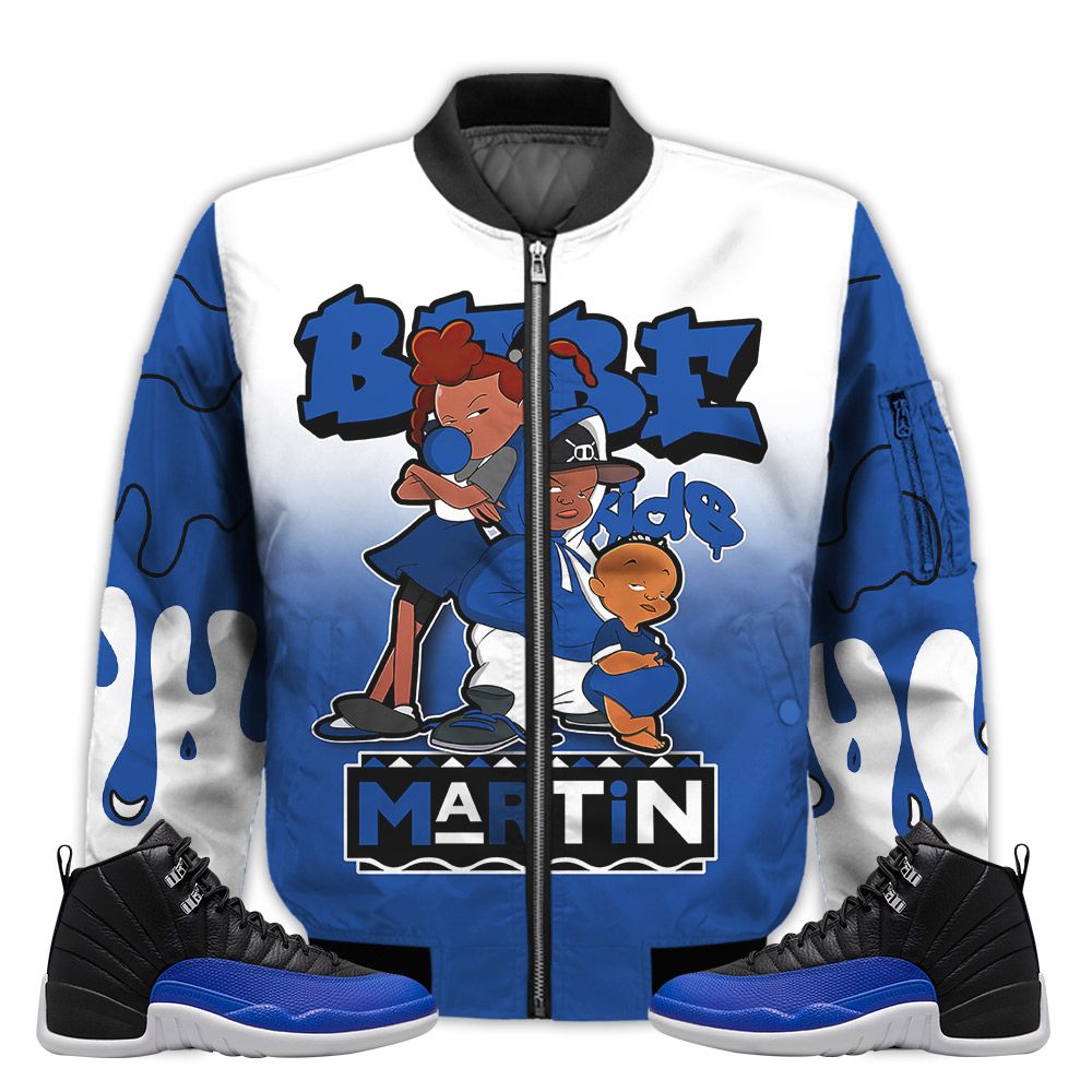 Match-Kicks-Tees-JD-12-Hyper-Royal-Martin-Bebes-Kids-90s-Melanin-Hyper-Royal-12s-Gifts-Unisex-Matching-3D-Bomber-Jacket-1
