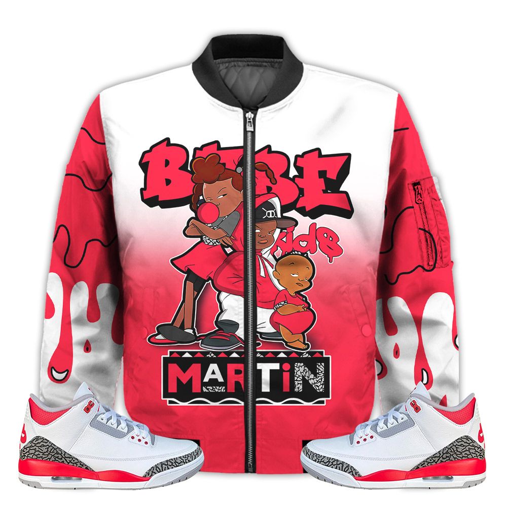 Match-Kicks-Tees-JD-3-Retro-Fire-Red-Martin-Bebes-Kids-90s-Melanin-Fire-Red-3s-Gifts-Unisex-Matching-3D-Bomber-Jacket-1