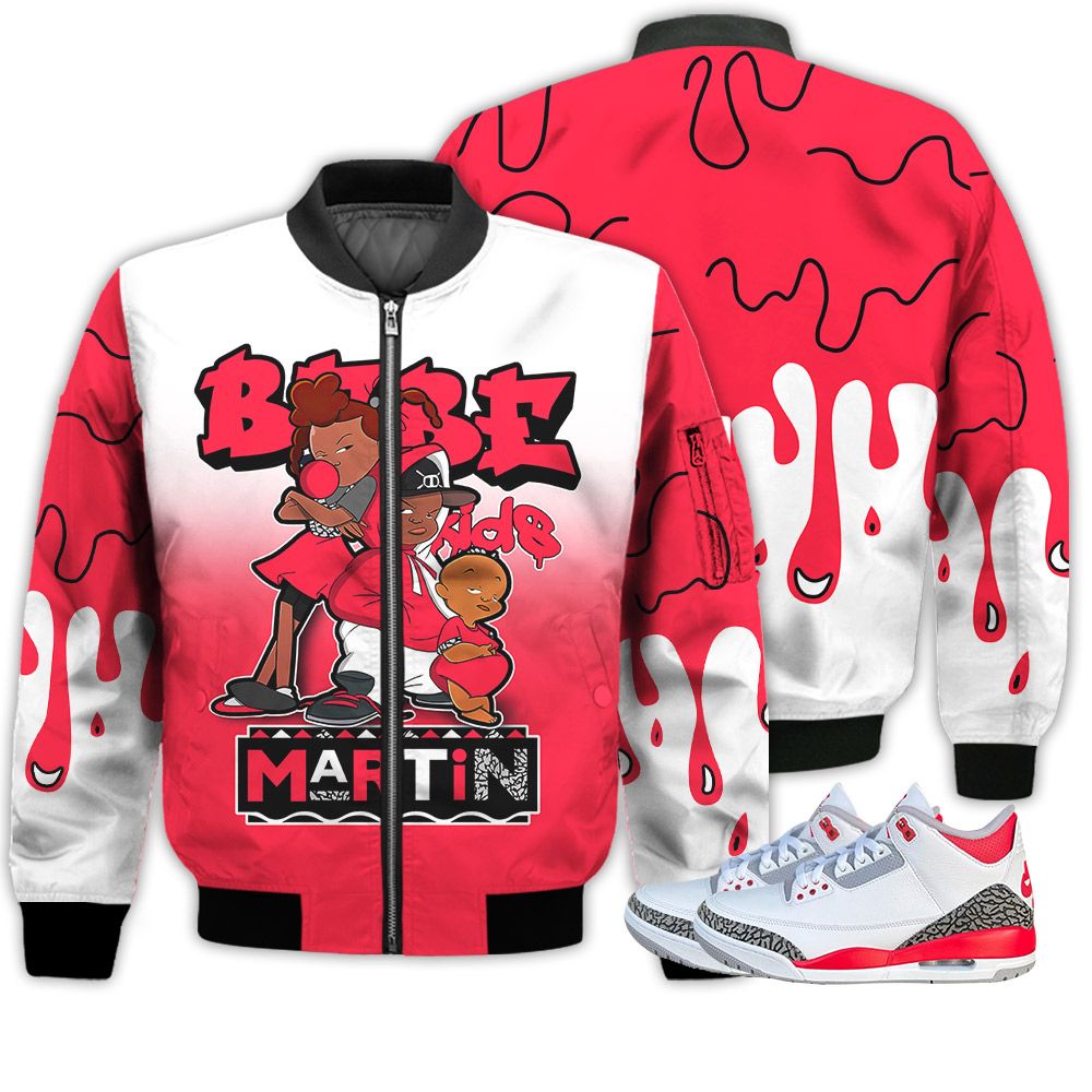 Match Kicks Tees JD 3 Retro Fire Red - Martin Bebe's Kids 90s Melanin - Fire Red 3s Gifts Unisex Matching 3D Bomber Jacket Match Kicks Tees JD 3 Retro Fire Red - Martin Bebe's Kids 90s Melanin - Fire Red 3s Gifts Unisex Matching 3D Bomber Jacket