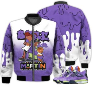 Match Kicks Tees JD 4 Canyon Purple - Martin Bebe's Kids 90s Melanin - Canyon Purple 4s Gifts Unisex Matching 3D Bomber Jacket