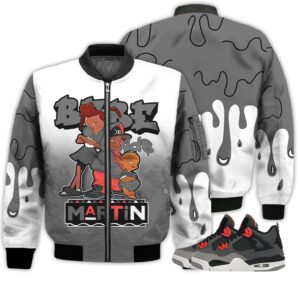 Match Kicks Tees JD 4 Retro Infrared - Martin Bebe's Kids 90s Melanin - Retro Infrared 4s Gifts Unisex Matching 3D Bomber Jacket