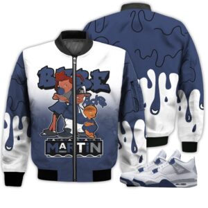 Match Kicks Tees JD 4 Retro Midnight Navy - Martin Bebe's Kids 90s Melanin1 - Midnight Navy 4s Gifts Unisex Matching 3D Bomber Jacket