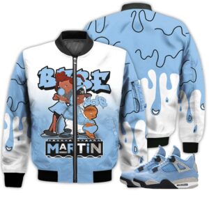 Match Kicks Tees JD 4 University Blue - Martin Bebe's Kids 90s Melanin - University Blue 4s Gifts Unisex Matching 3D Bomber Jacket