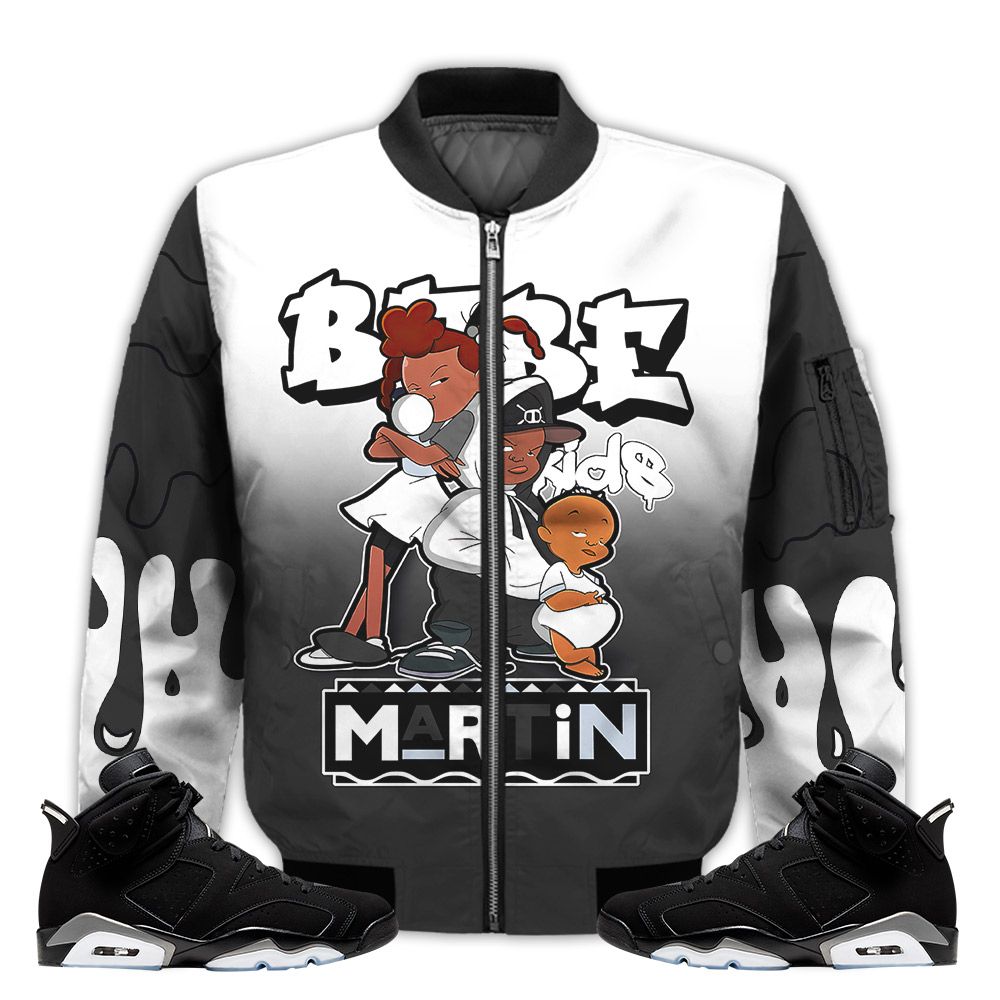 Match-Kicks-Tees-JD-6-Black-Chrome-Martin-Bebes-Kids-90s-Melanin-Black-Chrome-6s-Gifts-Unisex-Matching-3D-Bomber-Jacket-1