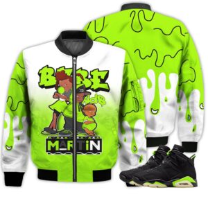 Match Kicks Tees JD 6 Electric Green - Martin Bebe's Kids 90s Melanin - Electric Green 6s Gifts Unisex Matching 3D Bomber Jacket