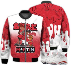Match Kicks Tees JD 6 Red Oreo - Martin Bebe's Kids 90s Melanin - Red Oreo 6s Gifts Unisex Matching 3D Bomber Jacket
