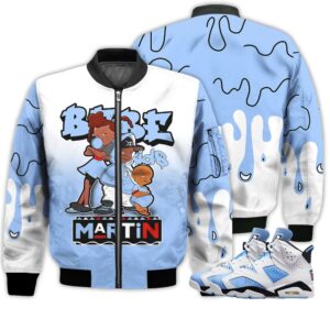 Match Kicks Tees JD 6 University Blue - Martin Bebe's Kids 90s Melanin - University Blue 6s Gifts Unisex Matching 3D Bomber Jacket