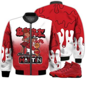 Match Kicks Tees JD 9 Chile Red - Martin Bebe's Kids 90s Melanin - Chile Red 9s Gifts Unisex Matching 3D Bomber Jacket