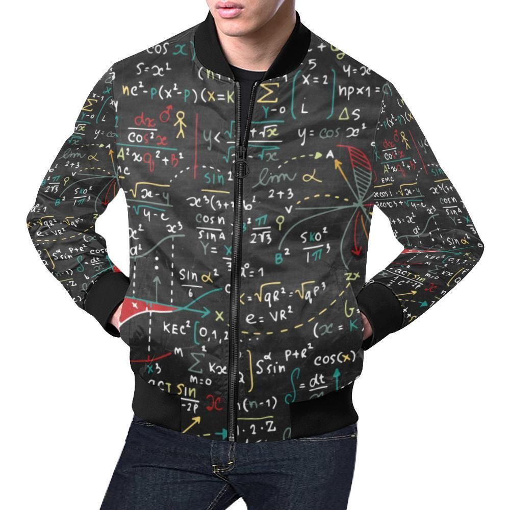 Math Print Pattern Mens Bomber Jacket Math Print Pattern Mens Bomber Jacket