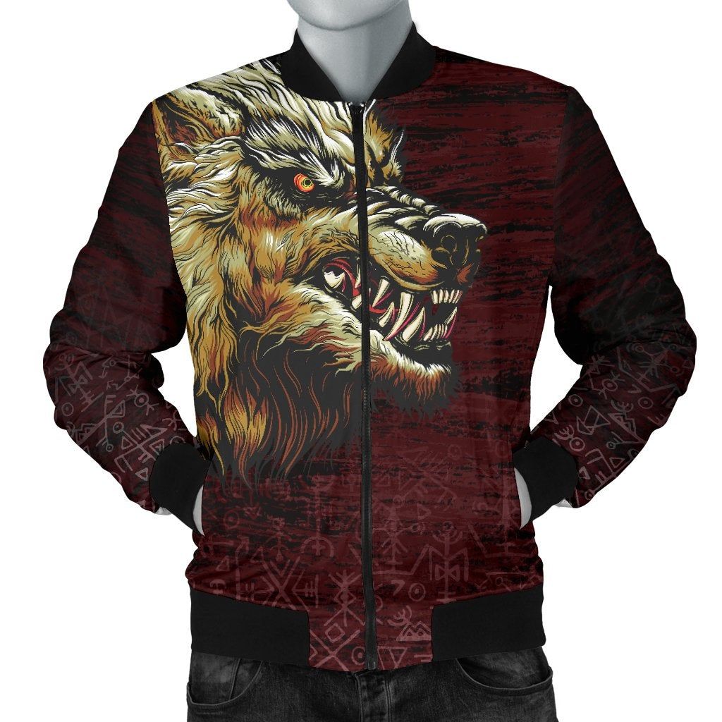 Men's Bomber Jacket - Fenrir On The Blood Moon Background A27 Bomber Jacket Men's Bomber Jacket - Fenrir On The Blood Moon Background A27 Bomber Jacket