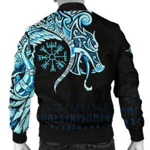 Fenrir Raven And Vegvisir Tattoo Cyan A31 Bomber Jacket