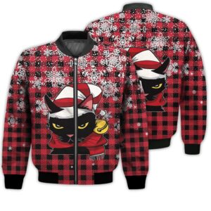Merry Christmas Angry Cat Christmas Retro Christmas Holiday Gifts Unisex 3D Bomber Jacket