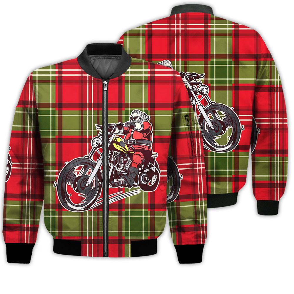 Merry Christmas Biker Santa Retro Christmas Holiday Gifts Unisex 3D Bomber Jacket Merry Christmas Biker Santa Retro Christmas Holiday Gifts Unisex 3D Bomber Jacket