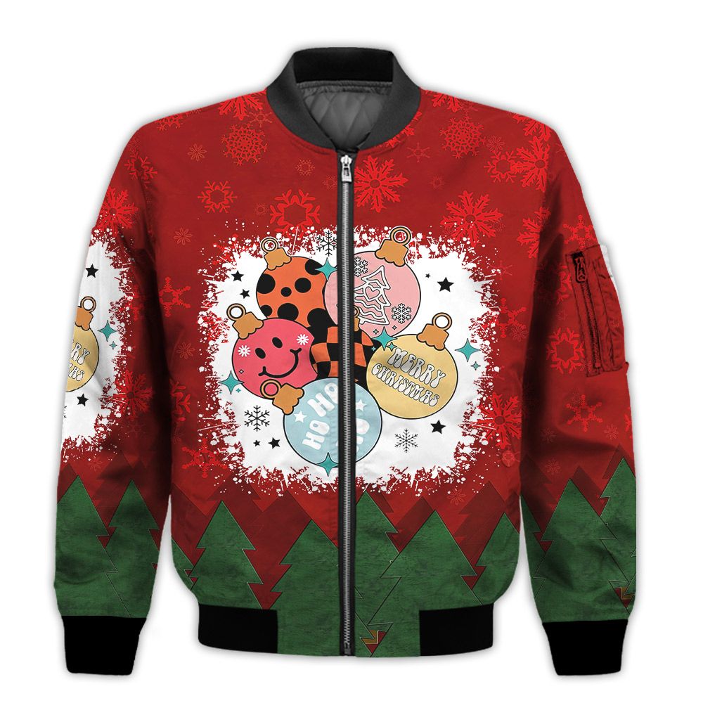 Merry-Christmas-Christmas-Balls-Retro-Christmas-Holiday-Gifts-Unisex-3D-Bomber-Jacket-1