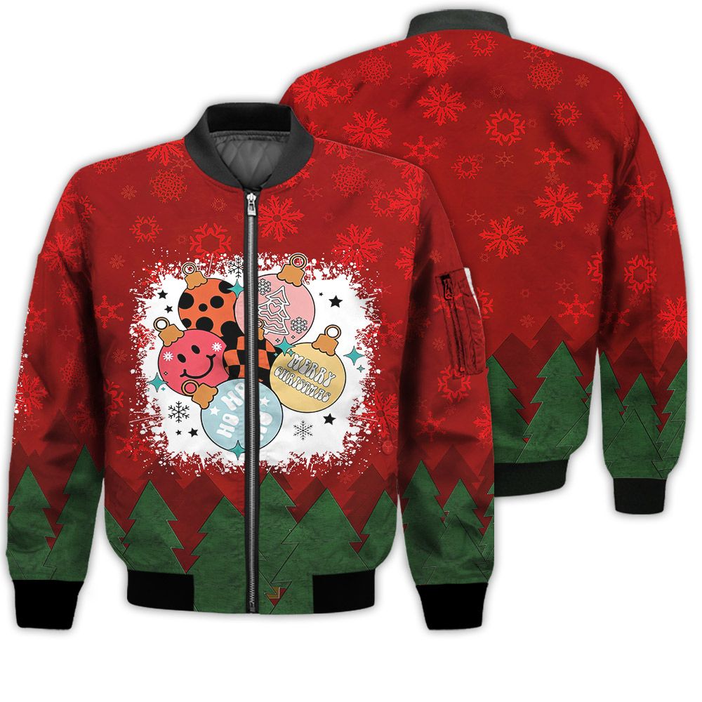 Merry Christmas Christmas Balls Retro Christmas Holiday Gifts Unisex 3D Bomber Jacket Merry Christmas Christmas Balls Retro Christmas Holiday Gifts Unisex 3D Bomber Jacket