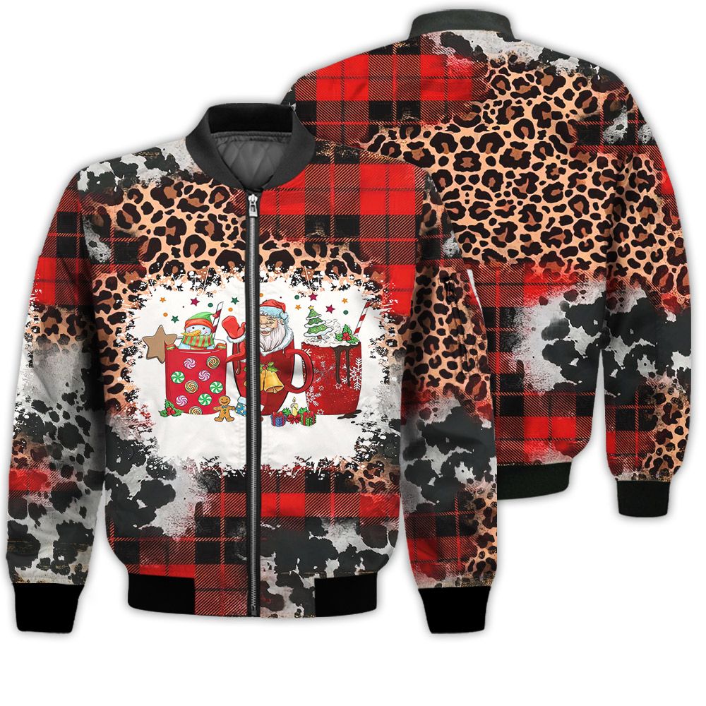 Merry Christmas Christmas Coffee Drink Santa Claus Cute Retro Christmas Holiday Gifts Unisex 3D Bomber Jacket Merry Christmas Christmas Coffee Drink Santa Claus Cute Retro Christmas Holiday Gifts Unisex 3D Bomber Jacket