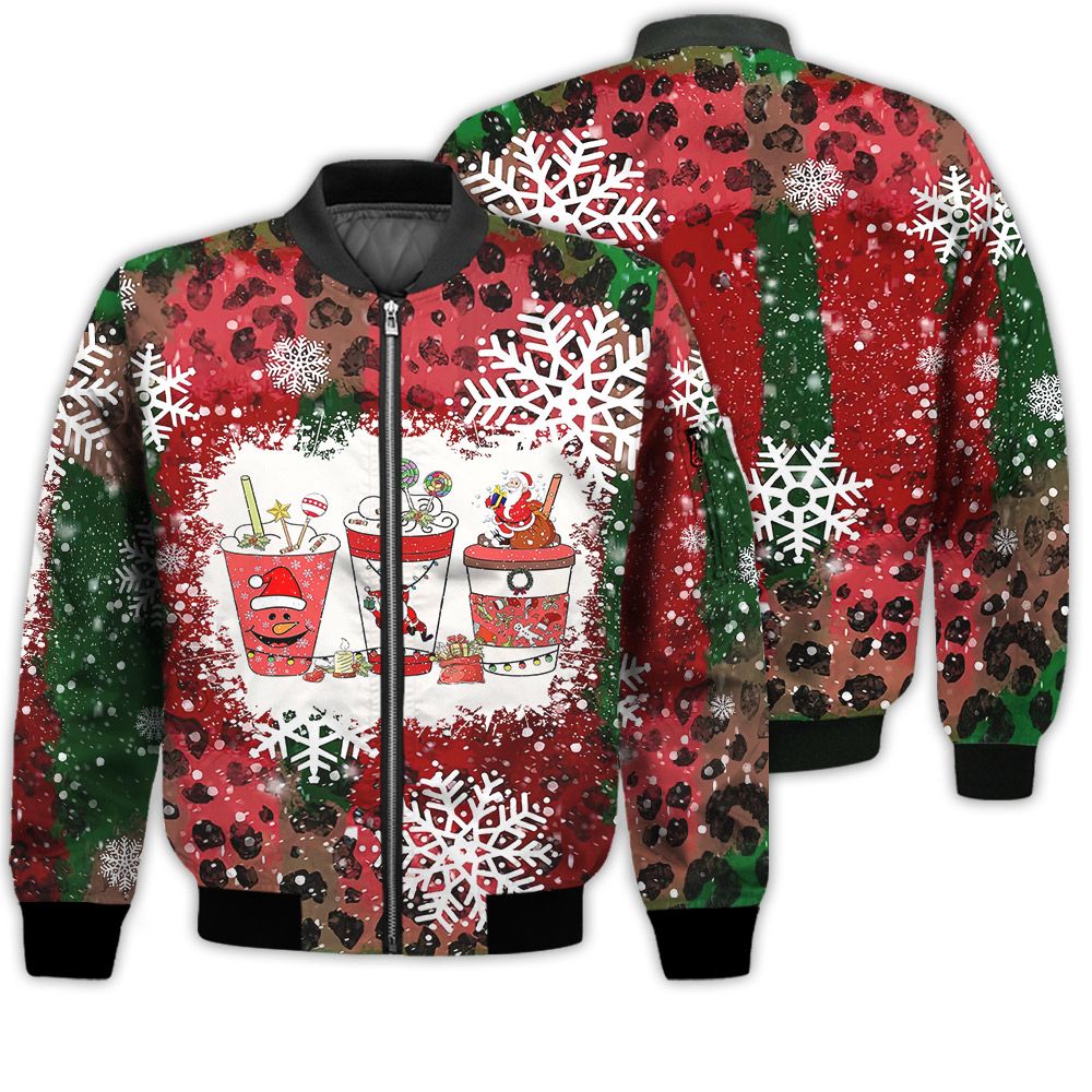 Merry Christmas Christmas Coffee Drink Santa Retro Christmas Holiday Gifts Unisex 3D Bomber Jacket Merry Christmas Christmas Coffee Drink Santa Retro Christmas Holiday Gifts Unisex 3D Bomber Jacket