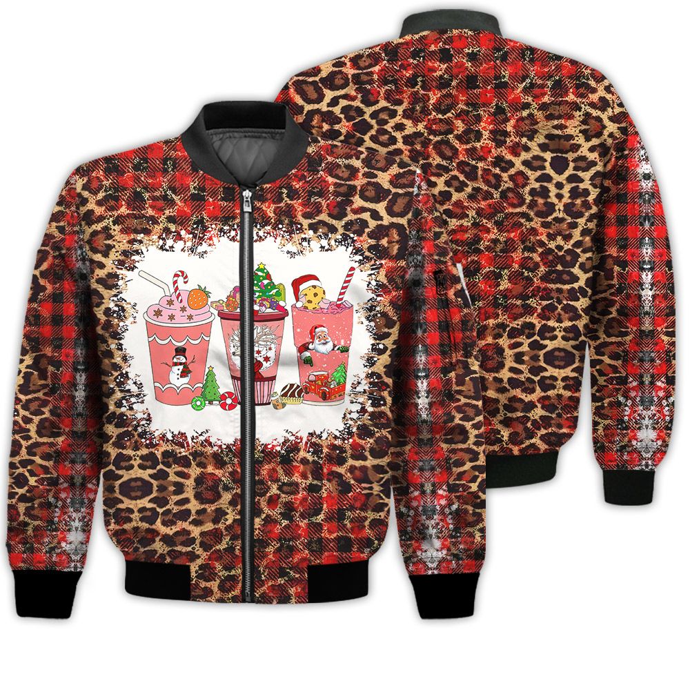 Merry Christmas Christmas Cute Coffee Drink Retro Christmas Holiday Gifts Unisex 3D Bomber Jacket Merry Christmas Christmas Cute Coffee Drink Retro Christmas Holiday Gifts Unisex 3D Bomber Jacket