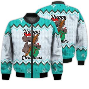 Merry Christmas Christmas Koala Retro Christmas Holiday Gifts Unisex 3D Bomber Jacket