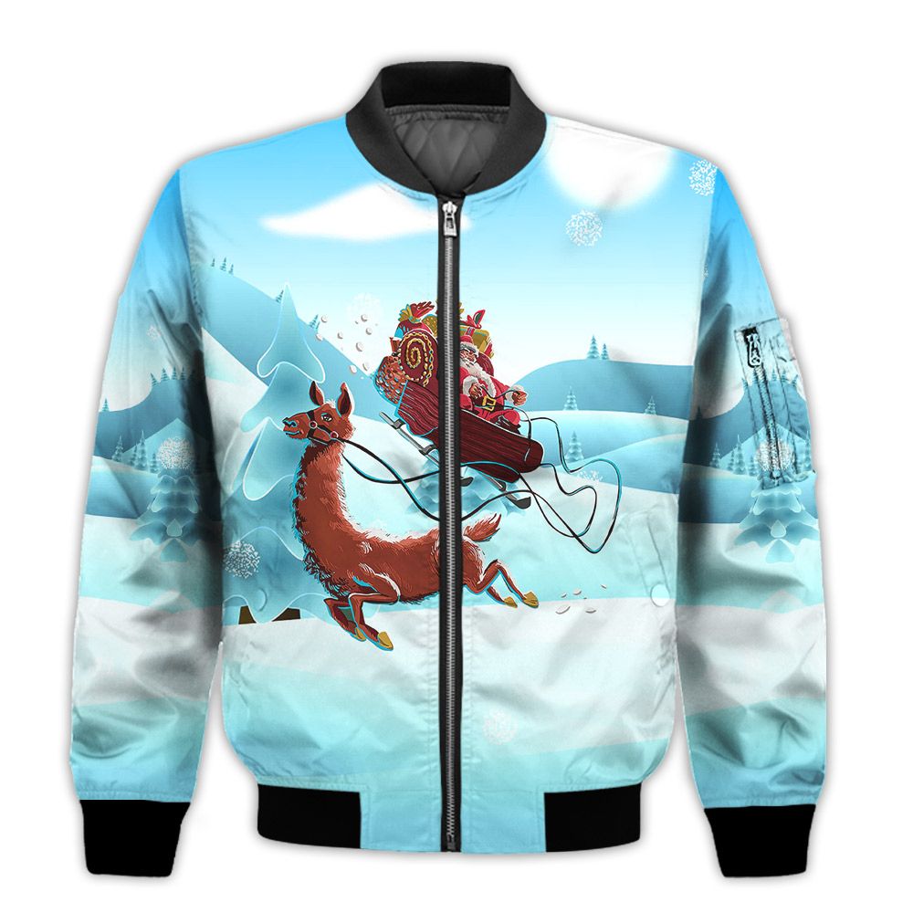 Merry-Christmas-Christmas-Santa-And-llama-Retro-Christmas-Holiday-Gifts-Unisex-3D-Bomber-Jacket-1