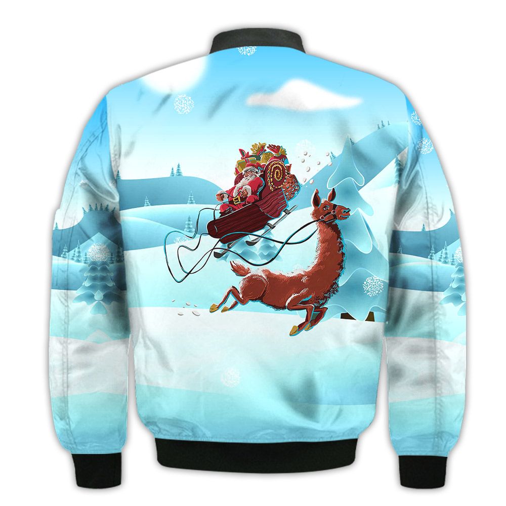 Merry-Christmas-Christmas-Santa-And-llama-Retro-Christmas-Holiday-Gifts-Unisex-3D-Bomber-Jacket-2